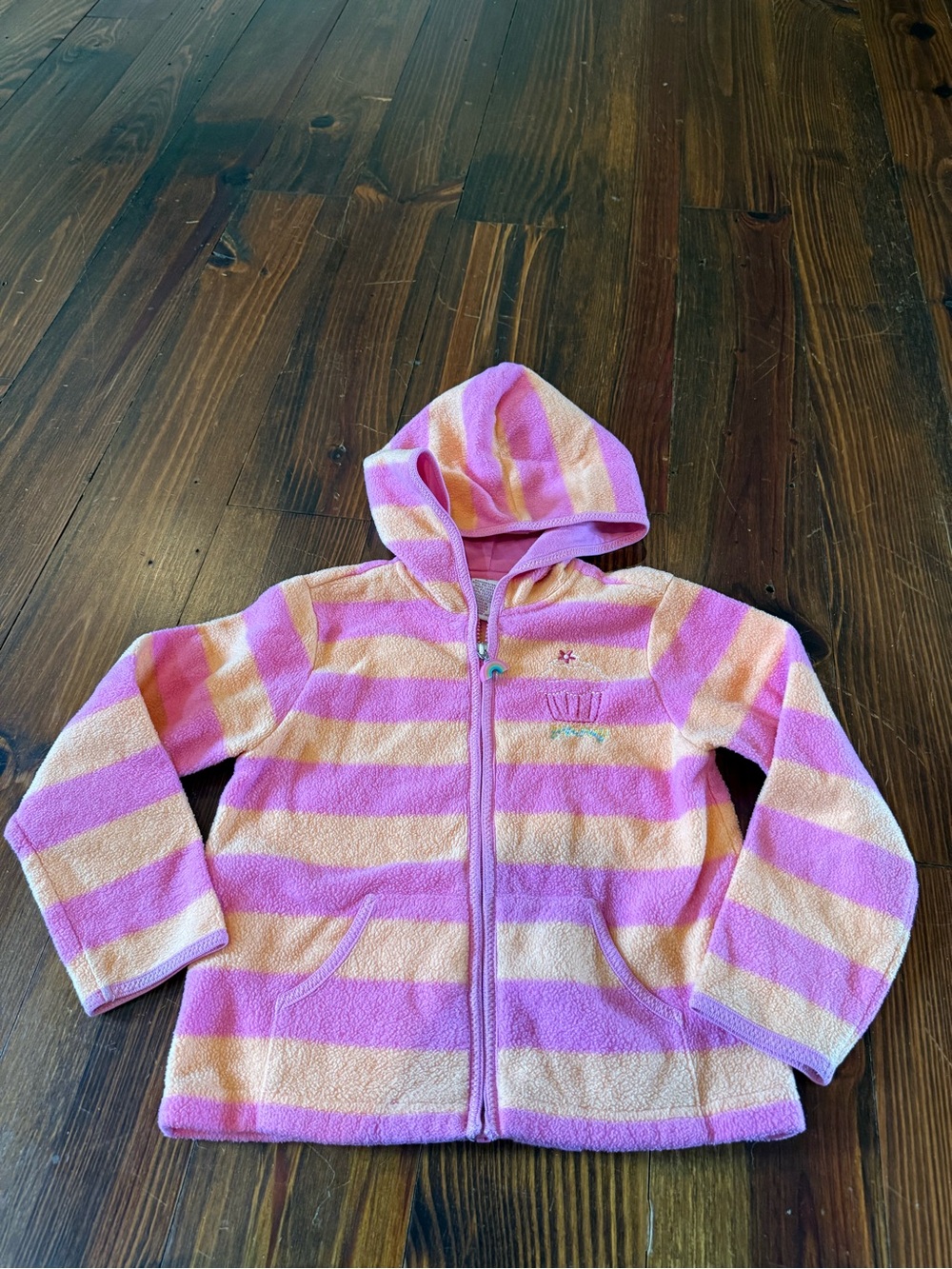 Gymboree Girls' Hooded Zip Jacket in Pink & Peach Stripes